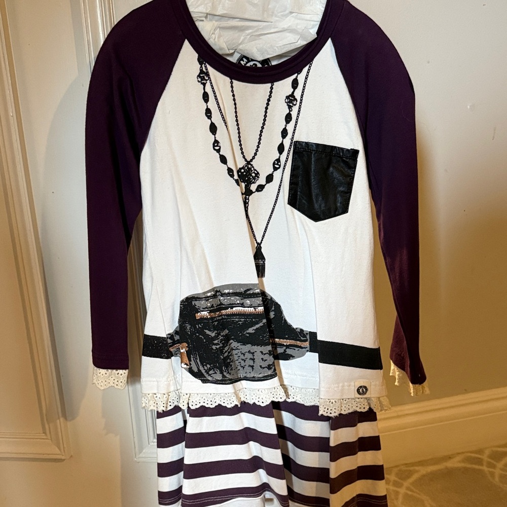 Purple and White Kids Casual Dress